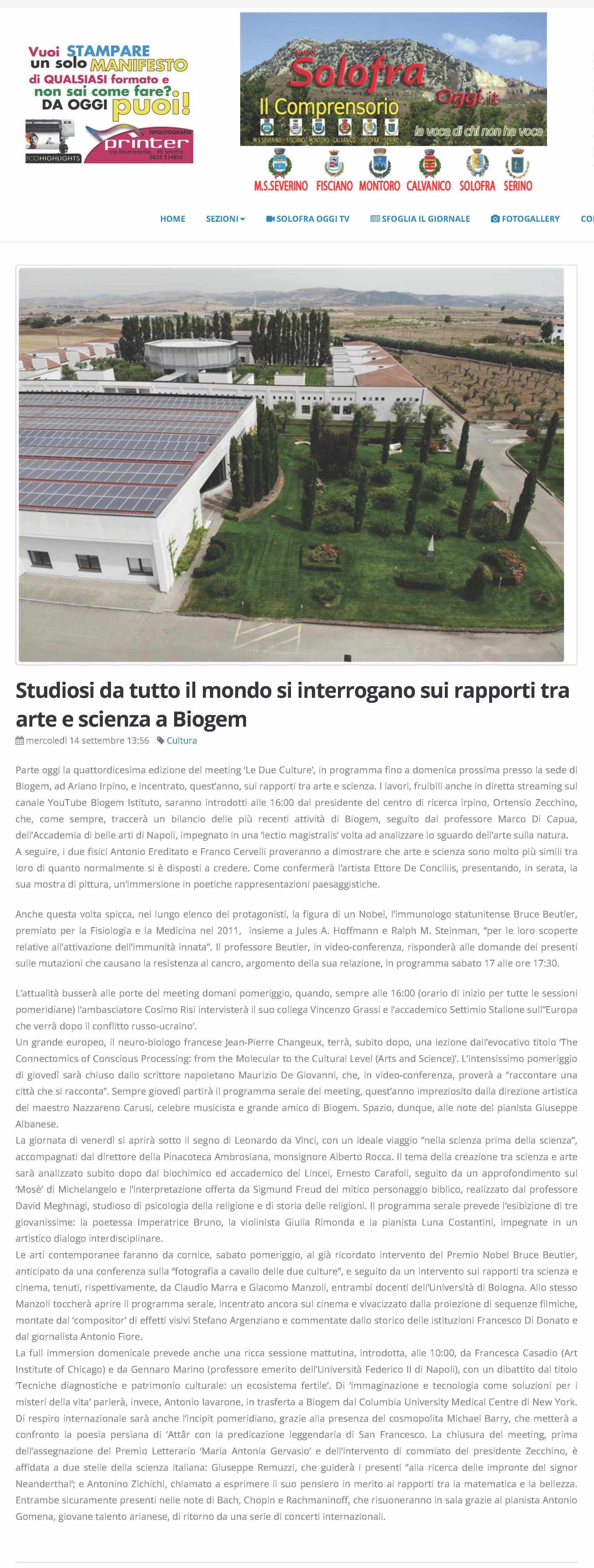 Studiosi da tutto il mondo si interrogano sui rapporti tra arte e scienza a Biogem